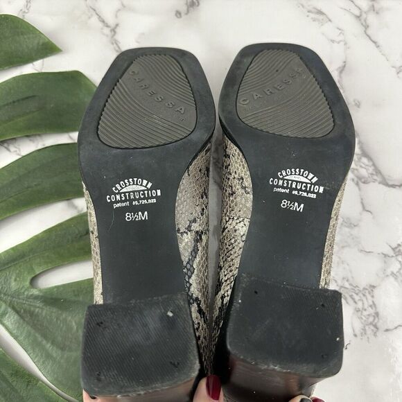 Caressa Womens Vintage Y2k Square Toe Pumps Heels Size 8.5 Gray Snakeskin Block - Picture 8 of 9